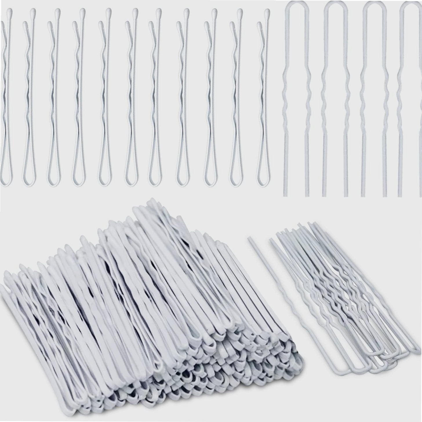 White Bobby Pins, 110 pcs Hair Pins Kit 100pcs White Hair Pins &10pcs White U-shaped Hair Pins with Box Hair Accessor...