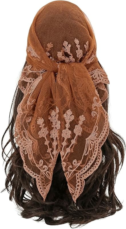 Women's Flower Embroidery Hair Scarf Headband Sheer Lace Hair Bandana