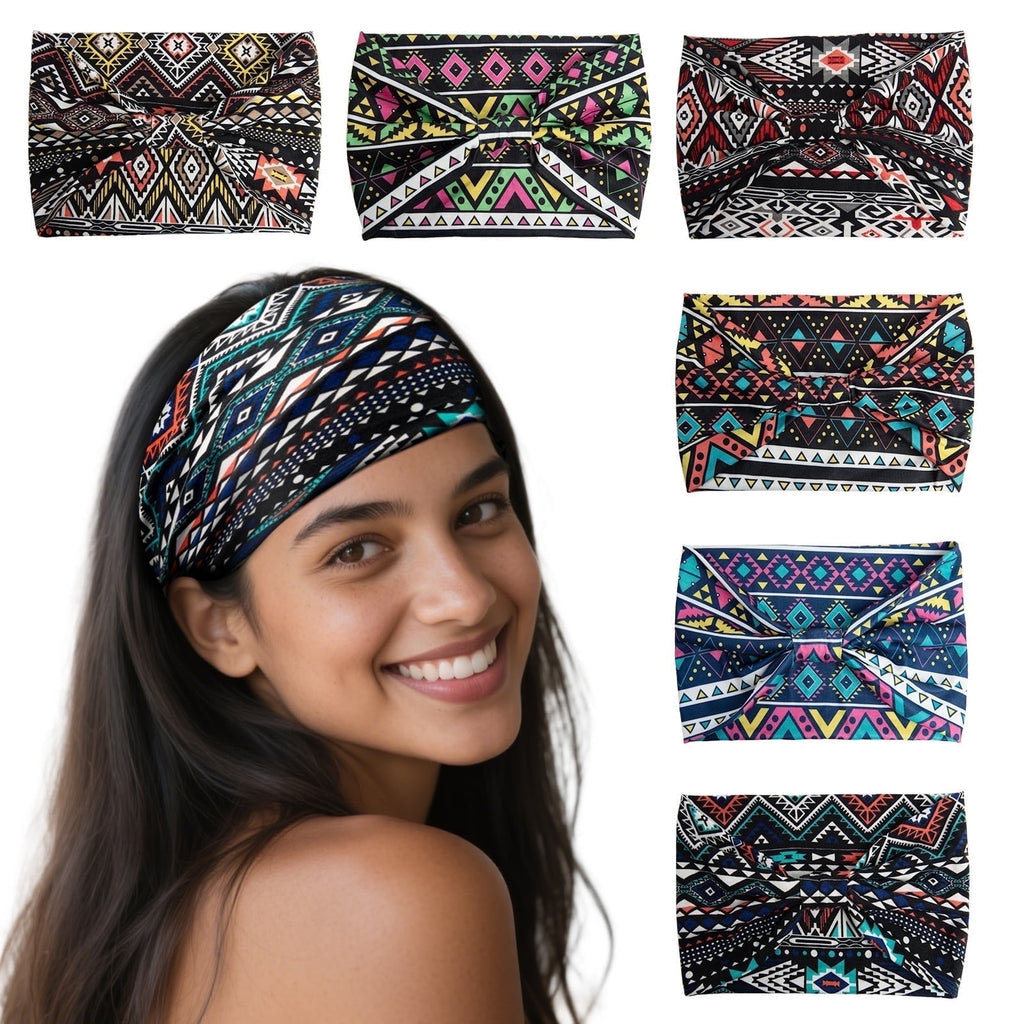 6 Pcs Head Bands for Women Trendy Wide Knotted Headband Workout Fitness Yoga Athletic Head Wraps Boho Hair Accessories