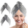 Towel Wrap Super Absorbent Quick Drying Curly Long Thick Head (Gray)