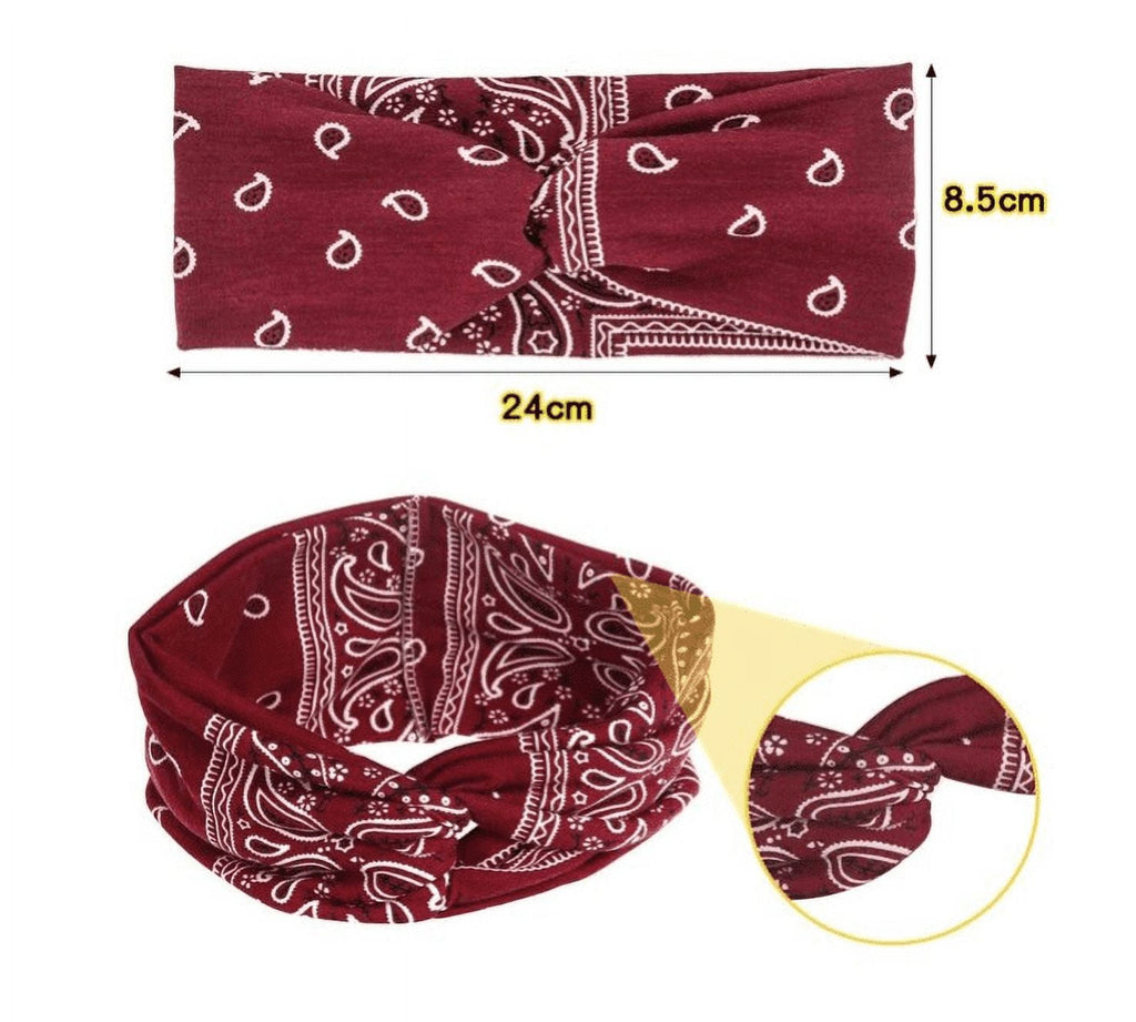 6Pcs - Bandana Headband for Women, Elastic Cotton Turban Wide Hair Band Head Scarf Hair Wrap, Ladies Stretchy Head ba... - Image 2