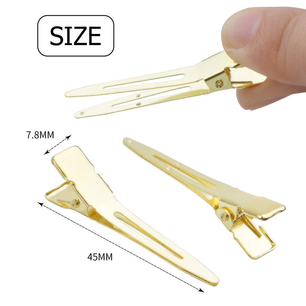 100pcs 4.5cm Prong Clips Gold Curl Pins Duckbill Section Clips for Hair Extensions Styling Crafting - Image 4