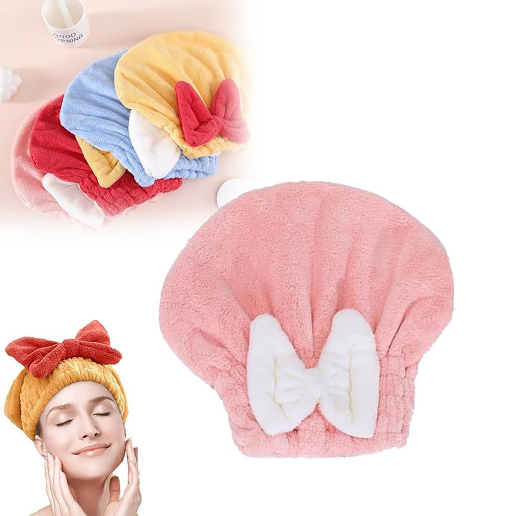 CSSJKYJ Super Absorbent Quick Drying Hair Towel Wrap,Soft Skin-Friendly Microfiber Material,Bow Knot Design Adds Elegance,Suitable for Hair - Image 2