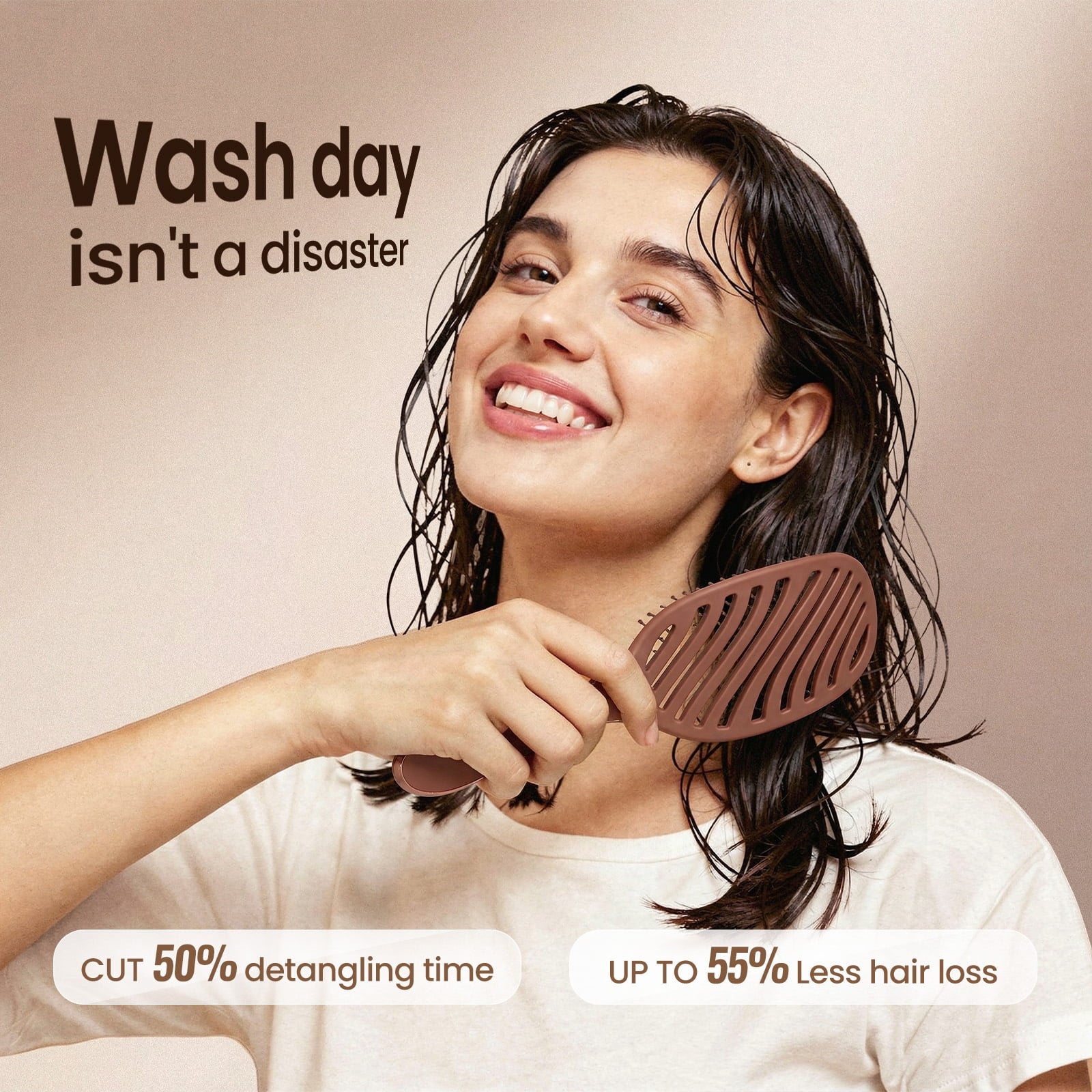 AIMIKE Wet & Dry Detangler Brush, Soft Bristle Hair Brush for Gentle Tangle Removal, Women & Kids - Image 5