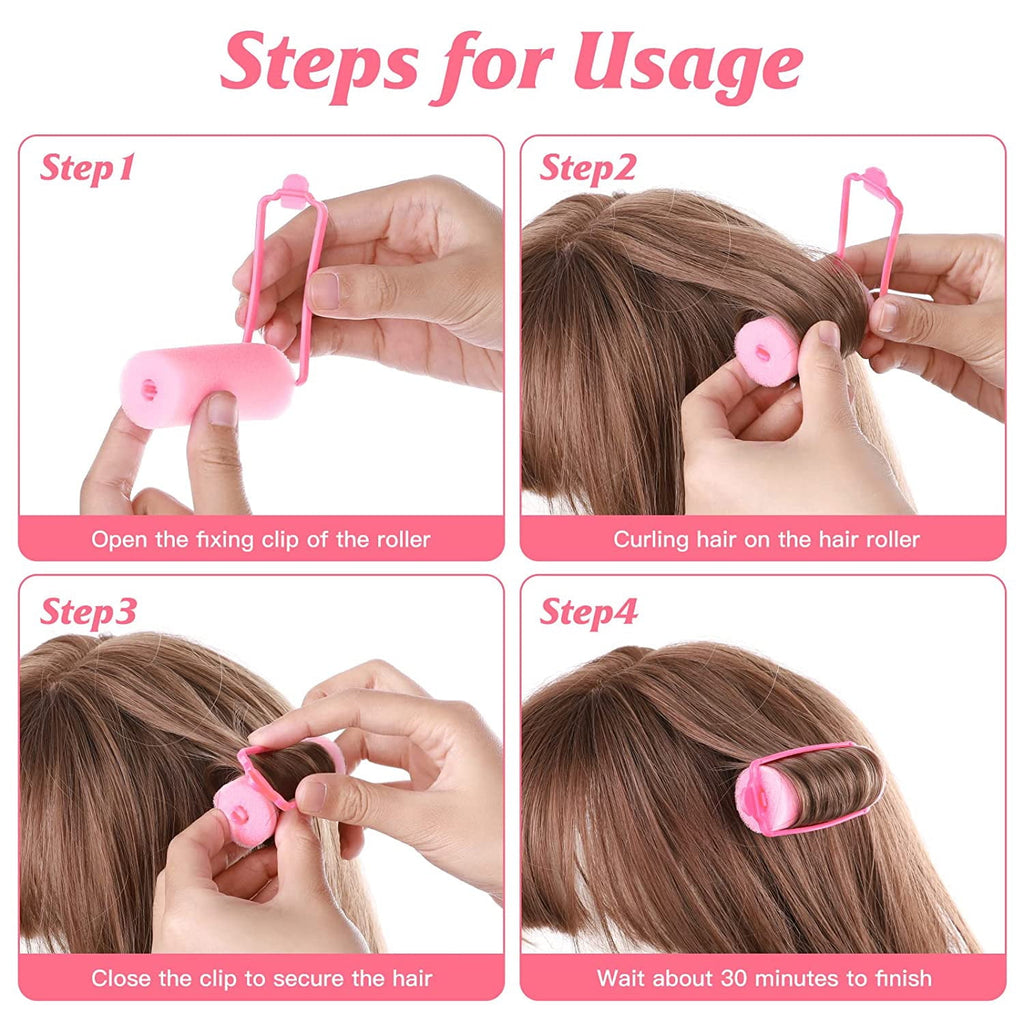 6pcs Rollers, Foam Roller Sleeping Curlers Flexible Styling Curlers Curlers for dressing Styling (4.0cm-Pink) - Image 3