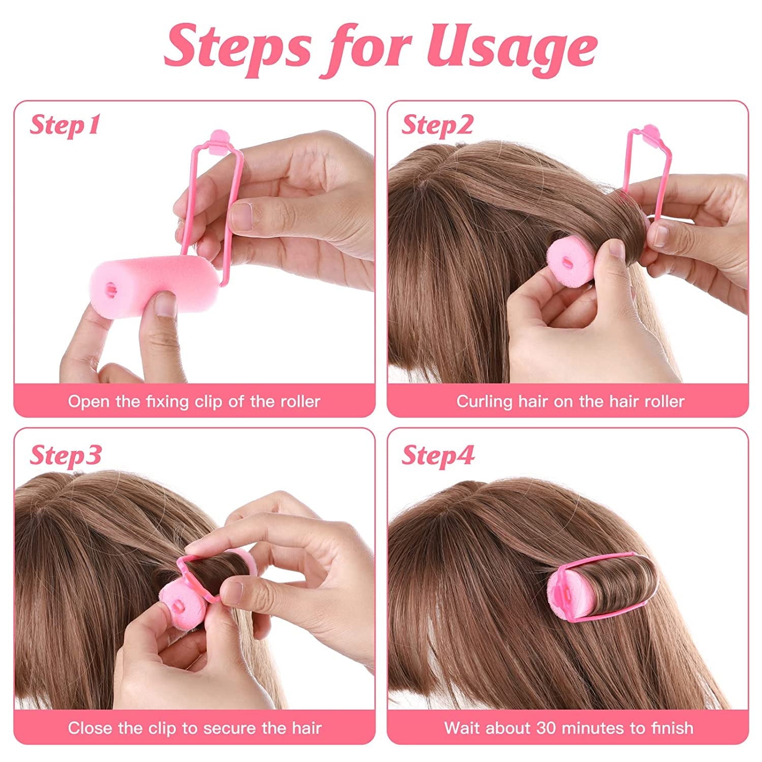 6pcs Rollers, Foam Roller Sleeping Curlers Flexible Styling Curlers Curlers for dressing Styling (4.0cm-Pink) - Image 3