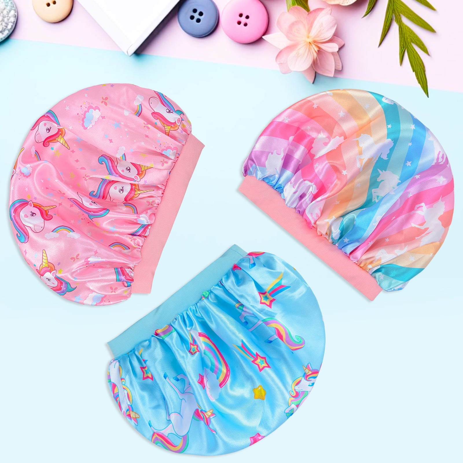 3Pcs Kids Satin Bet, Silk Bet Sleeping Cap, Night Hair Hats Elastic Wide Band Baby Bet Natural Hair for Toddler Teens... - Image 6