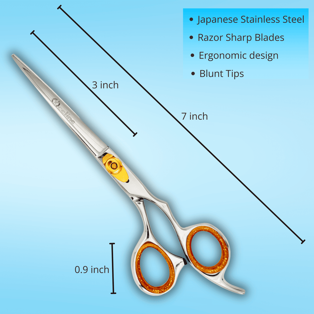 Hair Cutting Scissors, 7 inch, Silver, Professional Japanese Stainless Steel Barber Shears, Razor Sharp Blades, Blunt Tips [Oceline(Xmedix)] - Image 4
