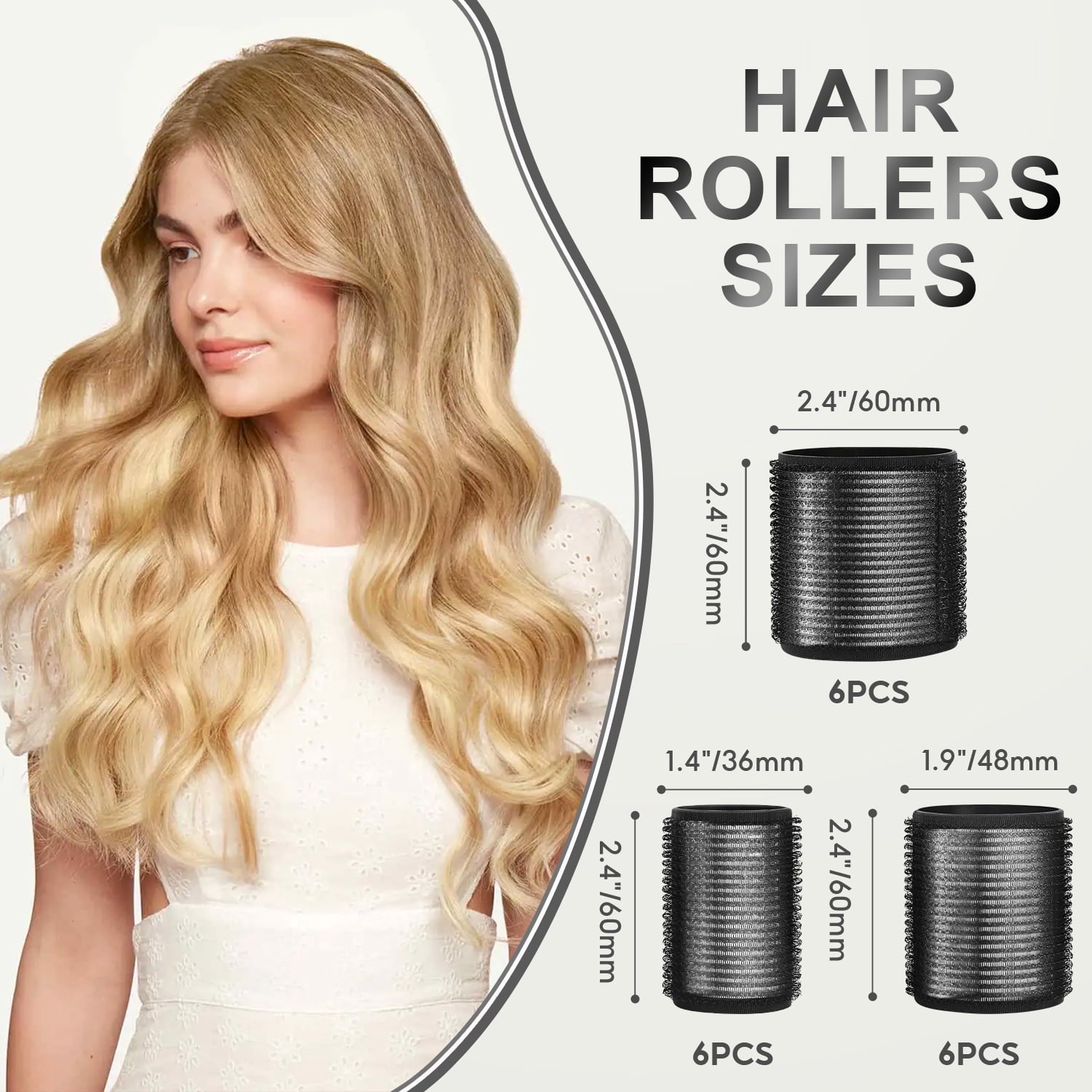 xnicx 18pcs Hair Roller Set Hair Curlers,Self-Grip Ceramic Ionic Thermal Hair Rollers,Rollers Hair Curlers to Sleep In for Hair Blowout Look - Image 6