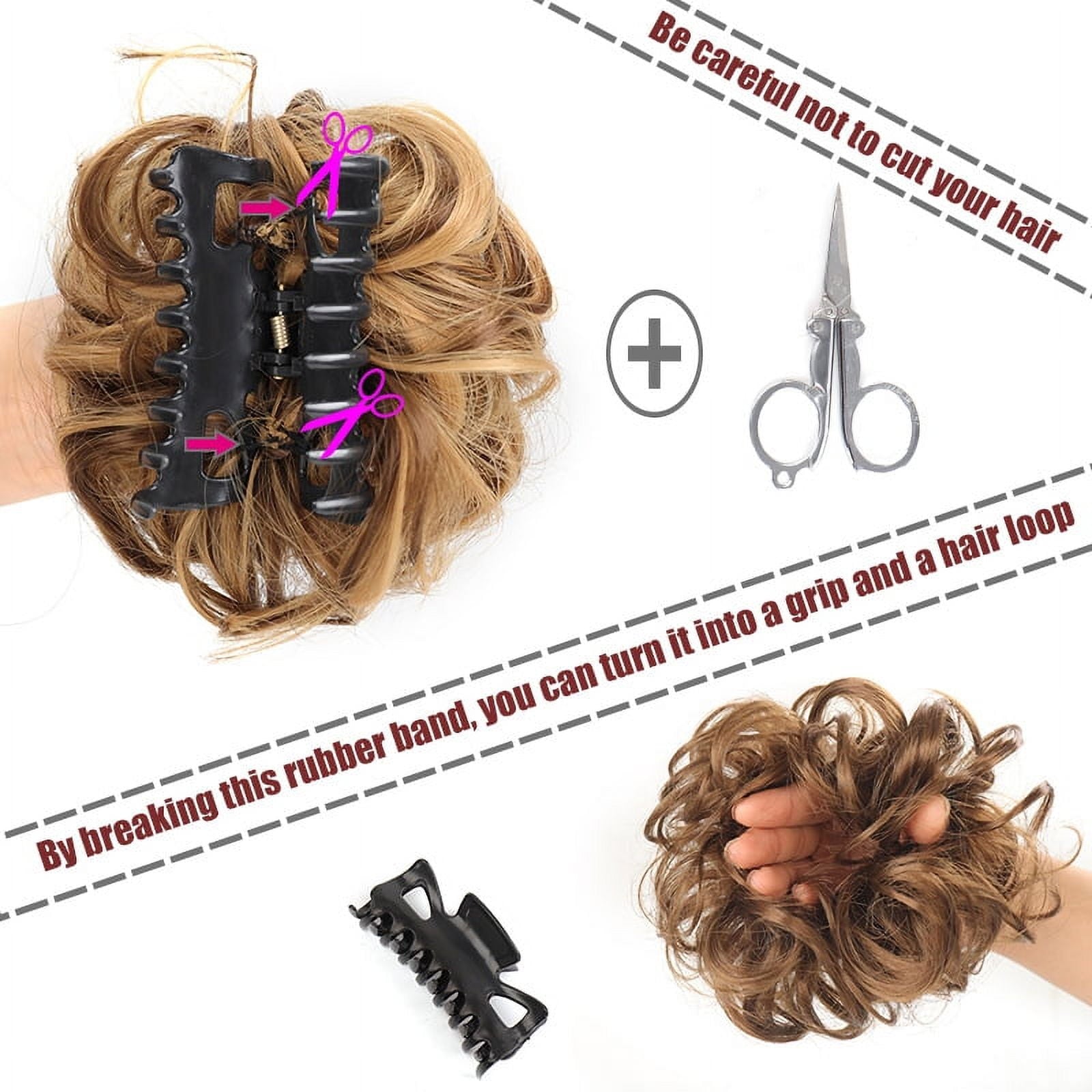 Haobuy Claw Clip Messy Bun Hairpiece, Wavy Curly Messy Hair Bun Extensions Claw Clip for Women Girls-Light Gray - Image 4