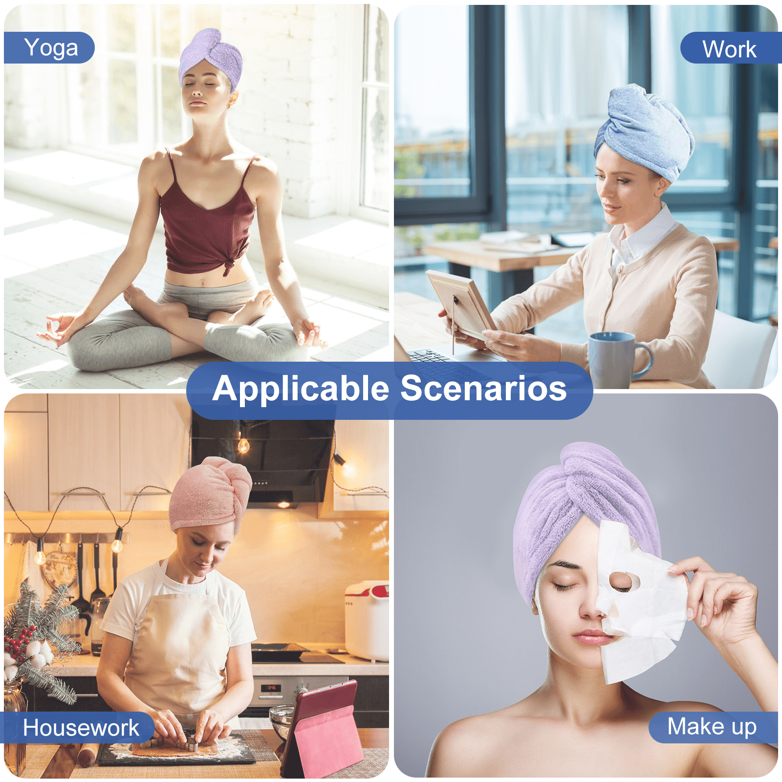 Towel Warp Turban for Women Curly Long Thick 3 Pack - Image 3