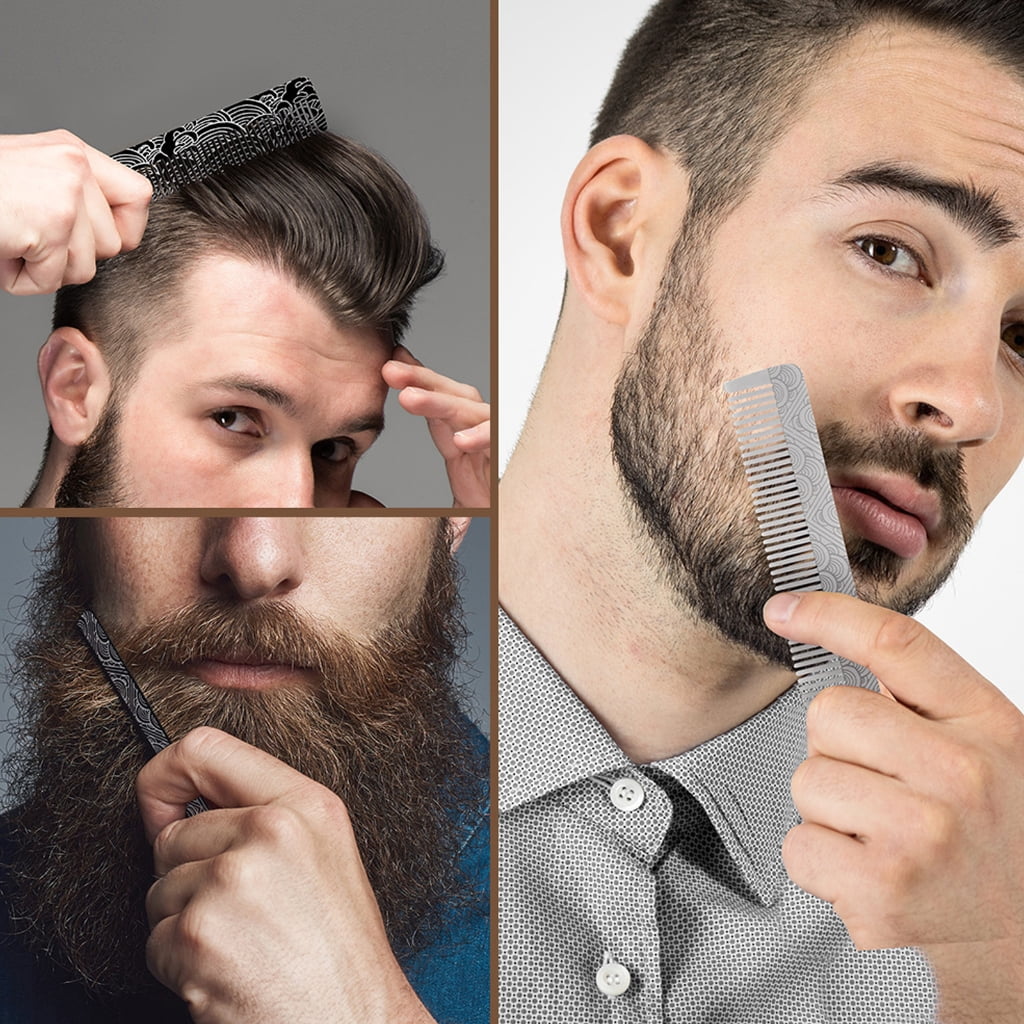 Professional Metal Mustache Comb For Men Compact Stainless Steel Beard Styling Tool Portable Grooming Essential - Image 2