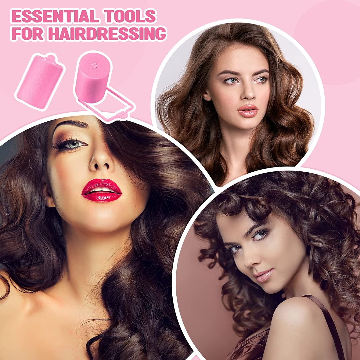 18 Pieces Sponge Hair Rollers Large Soft Foam Hair Styling Curlers 40 mm Large Size Hairdressing Curlers for Women and Kids(Pink) - Image 6