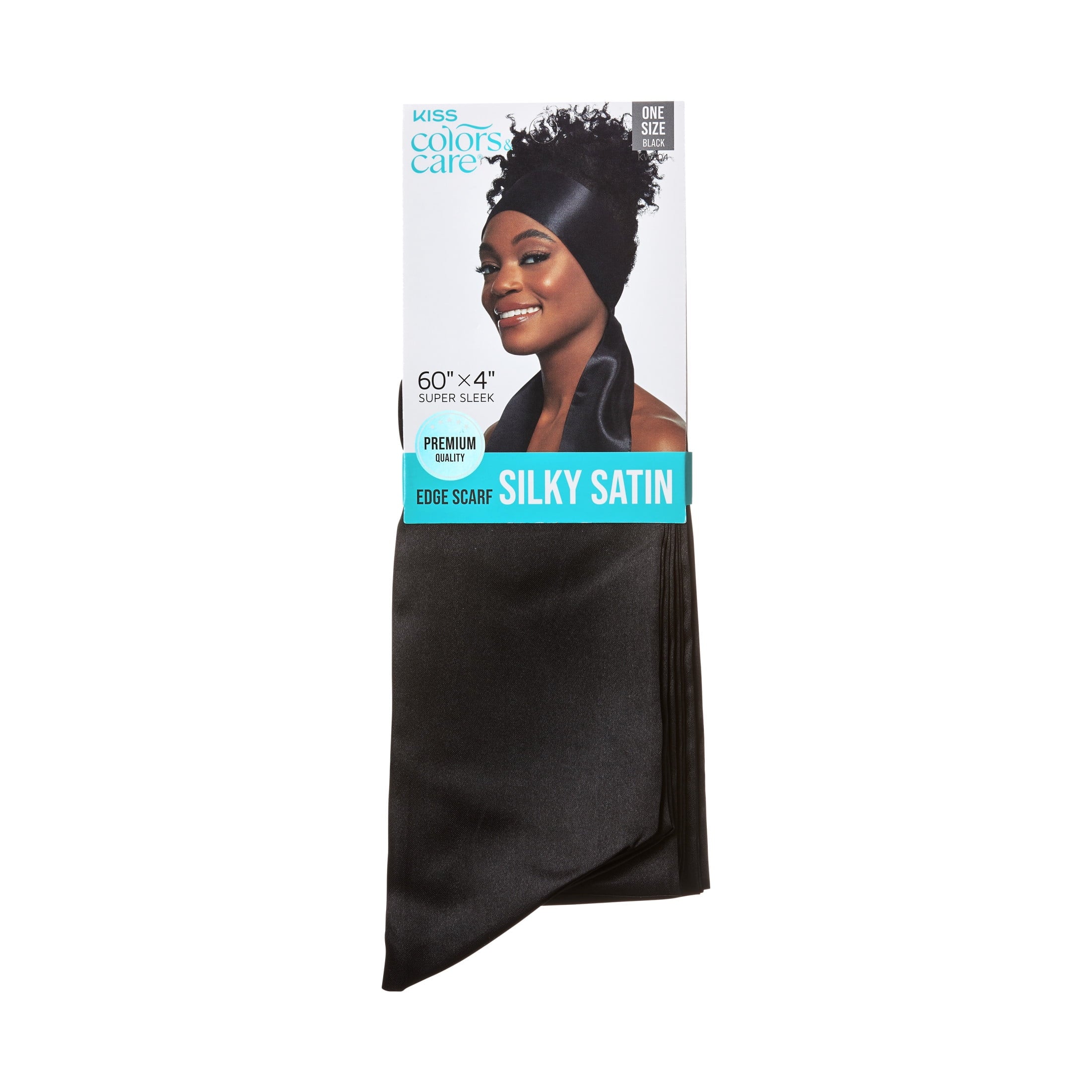 (2 pack) KISS Colors & Care Silky Satin Edge Scarf, Adult, Solid Black Pattern, Size 60" x 4", 1 Piece - Image 2