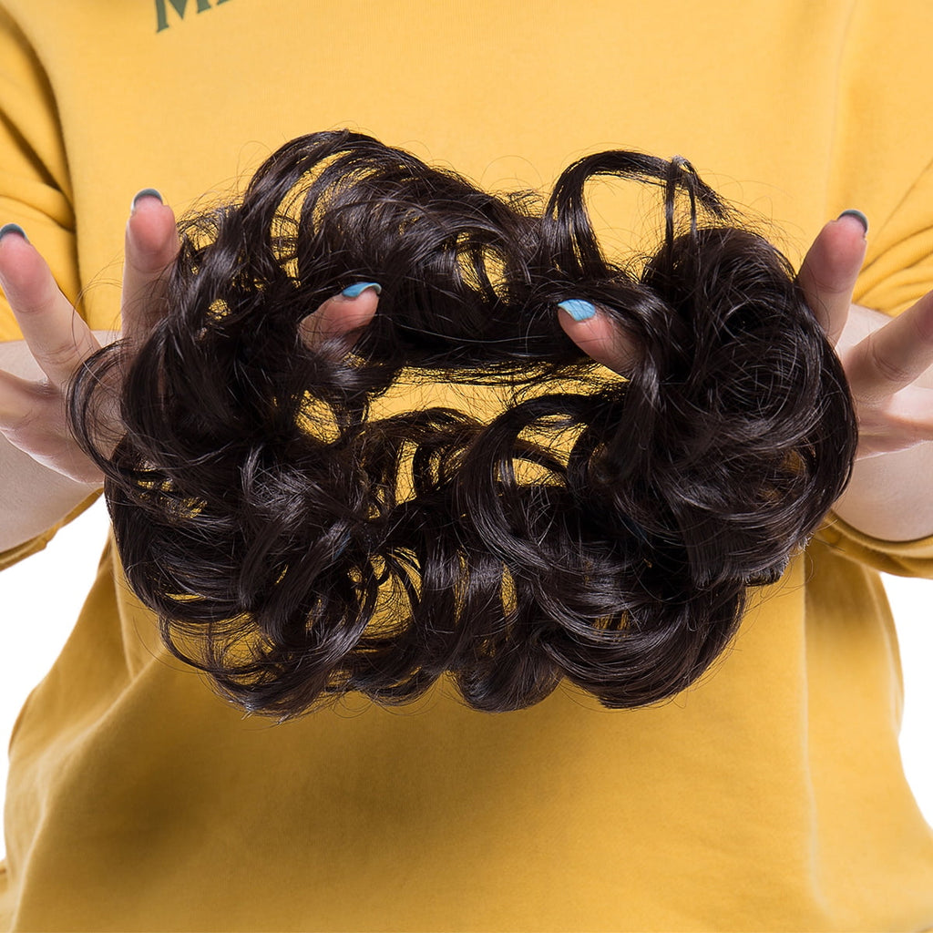 Scrunchies Hair Piece Hair Extensions Synthetic Hair Donut Updo Fake Ponytail Extensions For Women Red/Purple/Blue/Pi... - Image 3