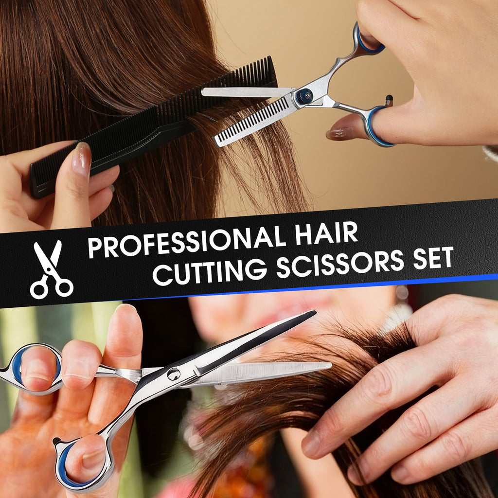 Scissors Set for Women Men, Barber Scissors Thinning Shears with Comb & Cape, Professional cut Kit - Image 5