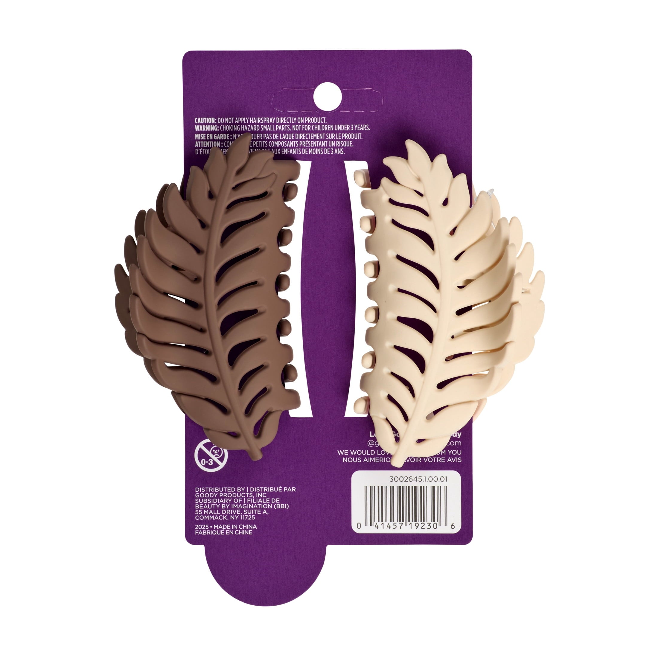 Clips, SlideProof Grip, Comfortable Hold, White & Brown, 2ct, For All Hair Types - Image 2