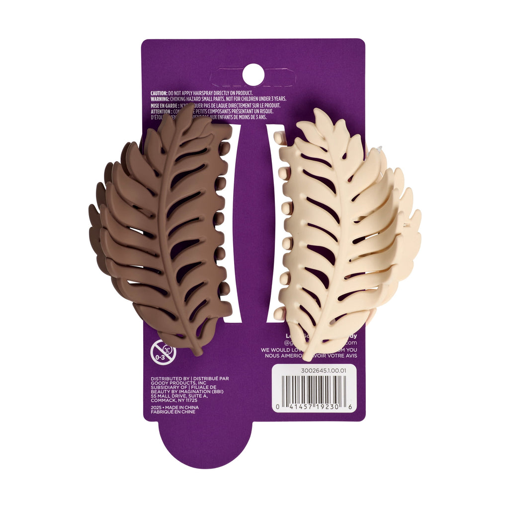 Clips, SlideProof Grip, Comfortable Hold, White & Brown, 2ct, For All Hair Types - Image 2