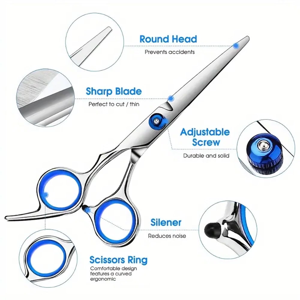 BYXAS 6 Inch 2 PCS Hair Cutting Shears Set with Large Finger Holes, Professional Barber Stylist Texturizing Shears, Salon Hair Cutting Sciss - Image 4