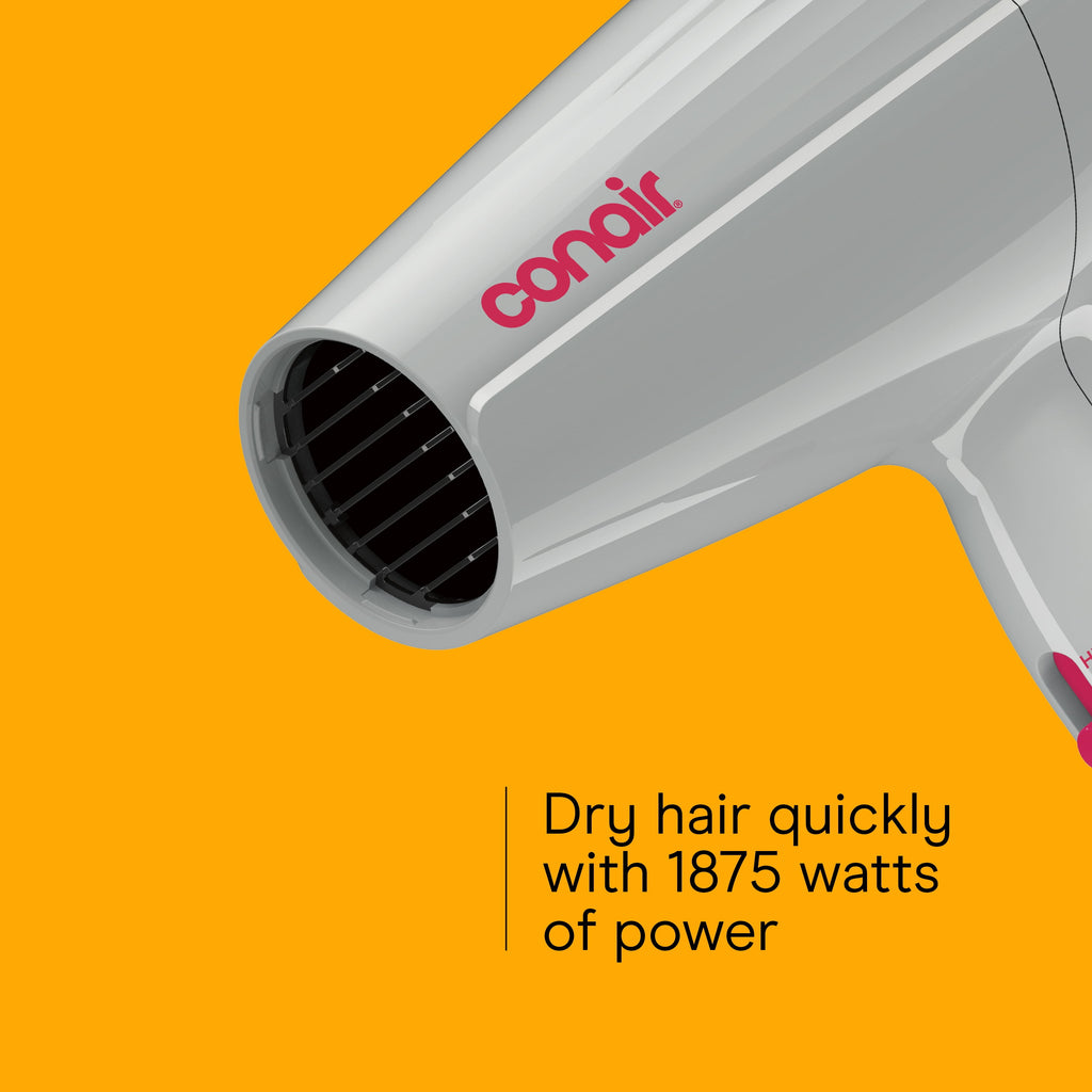 Conair Mid-Size Hair Dryer, 1875 Watts, 2 Heat & Speed Settings, with 2 Attachments - Image 4