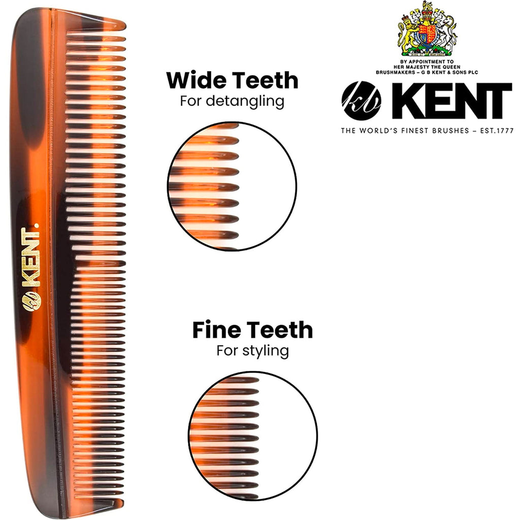 Kent R7T Fine and Wide Tooth Hair Comb, Handmade Pocket Comb for Men, Best Beard Comb and Mustache Comb for Everyday Grooming and Styling, S - Image 4