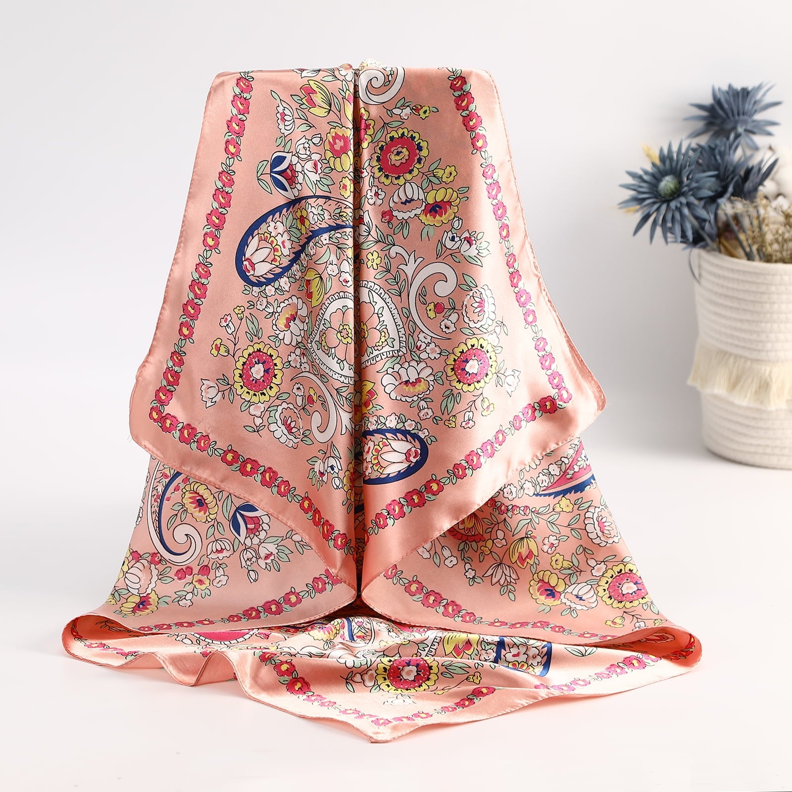 35" Large Square Satin Head Scarf - Silk Hair Scarf Square Hair Bandanas Women Sleeping Head Wraps - Image 3