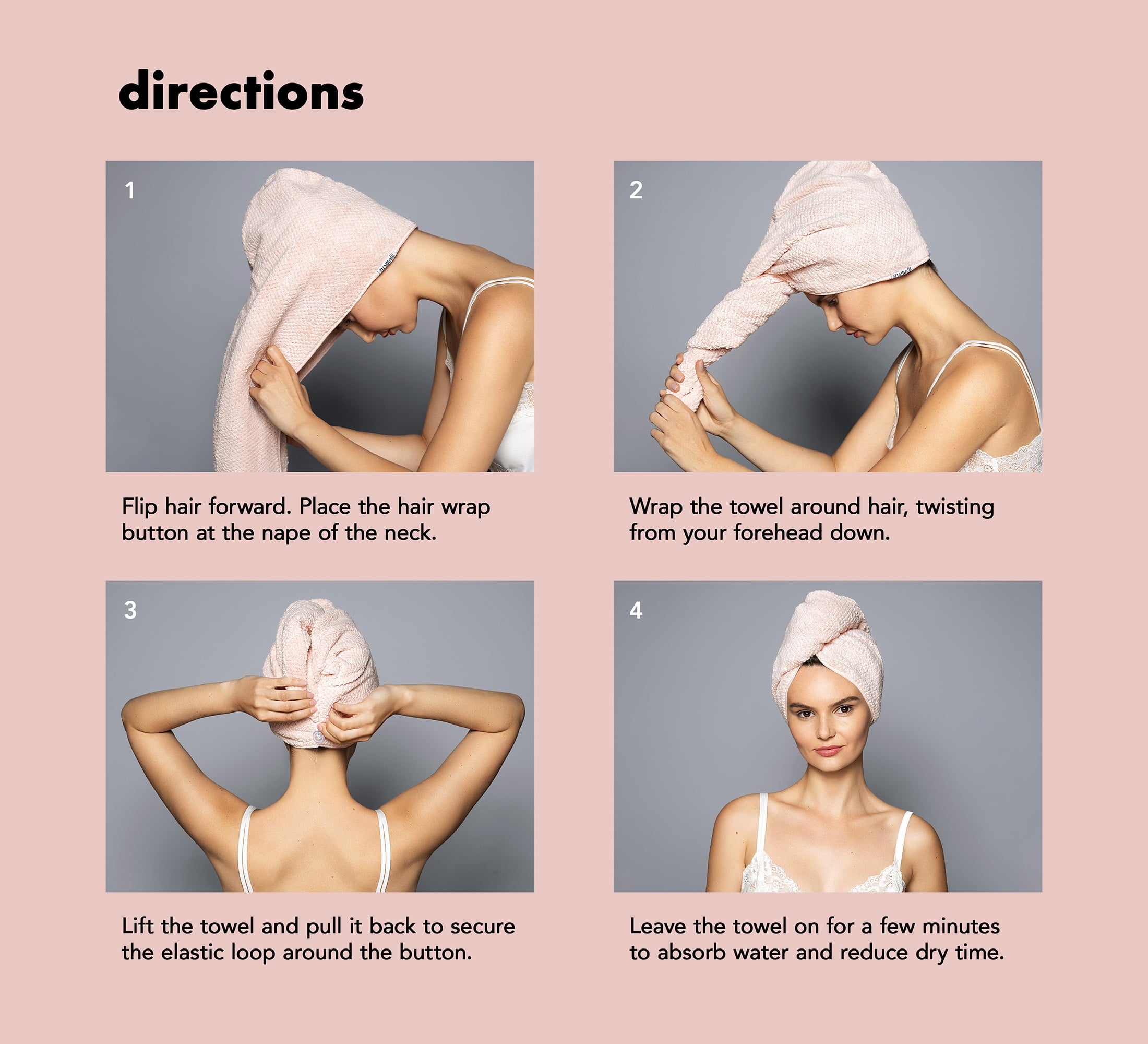 The Hair Edit Smooth & Dry Plush Microfiber Hair Wrap, Pink - Image 5