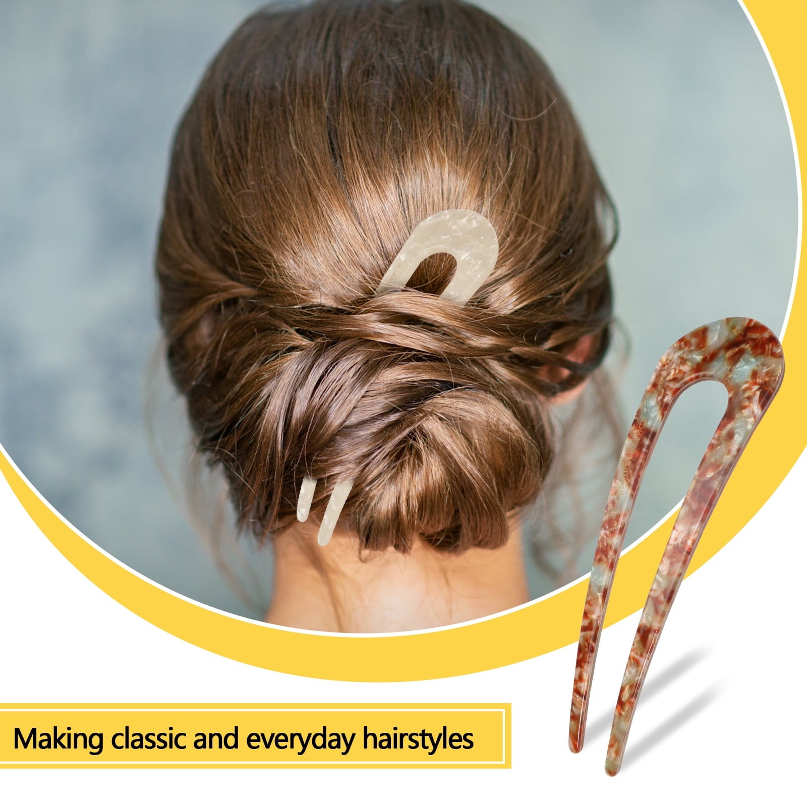 5 U Shaped Hair Pins for Buns, Large Bobby Pins Hair Pins for Thick Hair Extra Hold, French Hair Pin Bobby Pins Brown... - Image 5