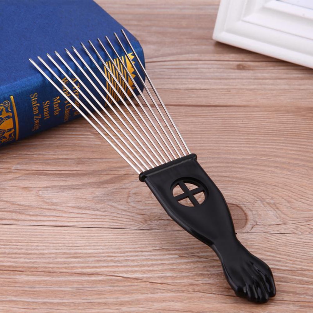 Metal Comb Pick Hair Afro Picks Steel Beard Smooth Fork Detangle Male Wide Tooth - Image 2