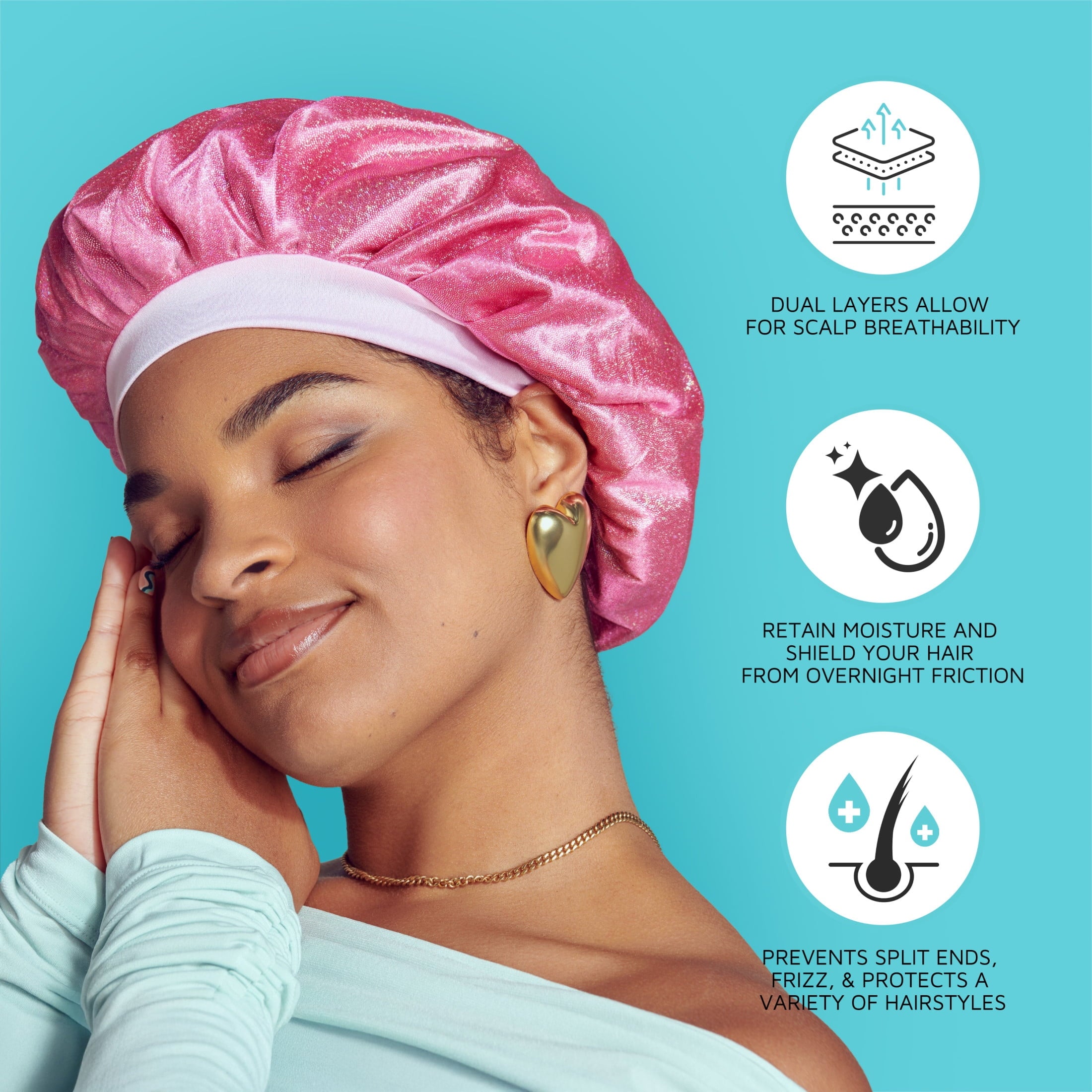 Cap, Slip-Free Elastic Band, XL, Black, 1 Piece - Image 5