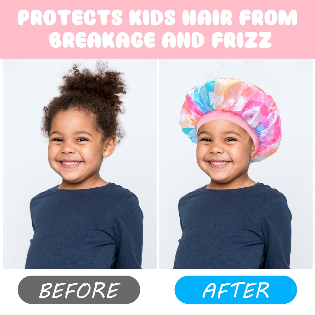 3Pcs Kids Satin Bet, Silk Bet Sleeping Cap, Night Hair Hats Elastic Wide Band Baby Bet Natural Hair for Toddler Teens... - Image 4