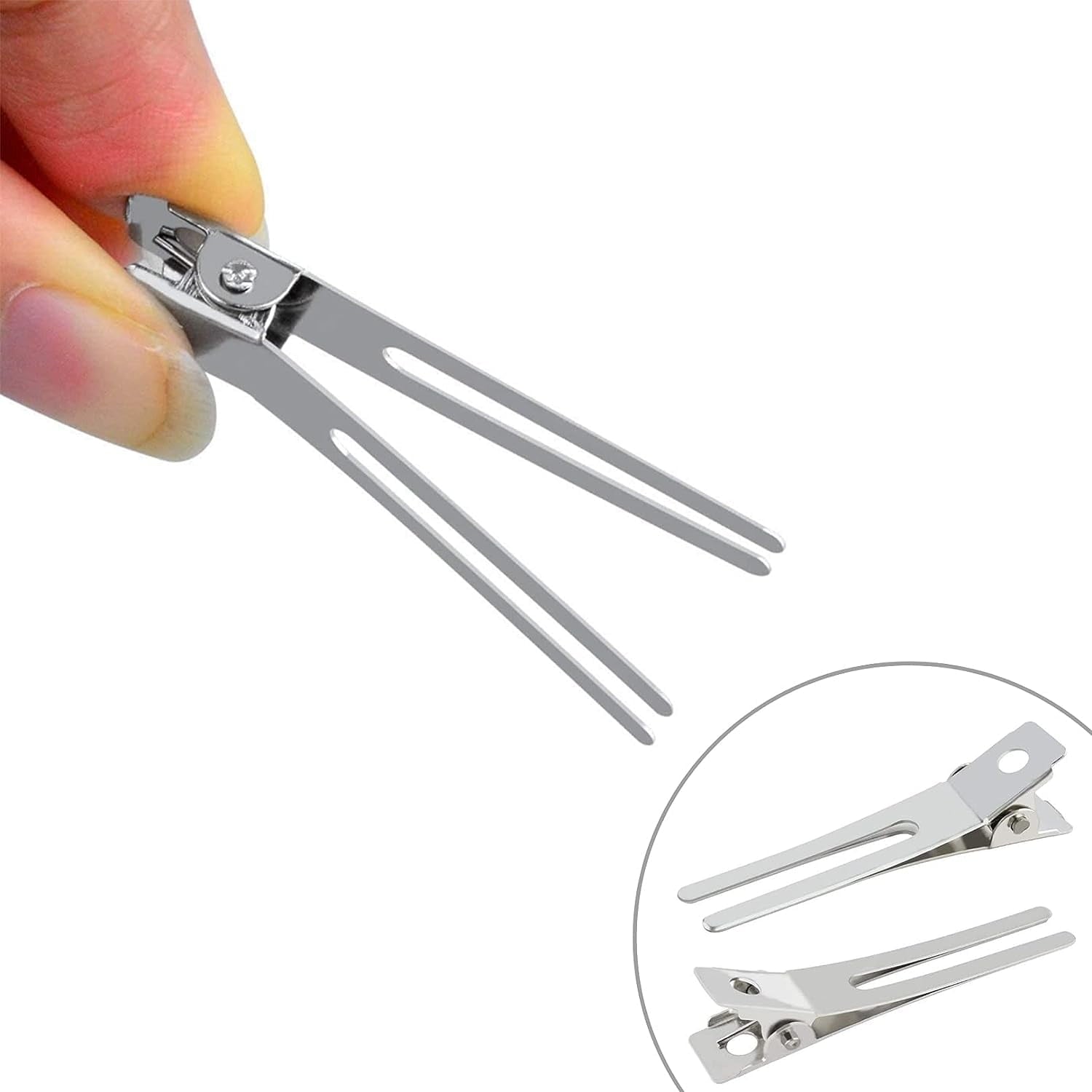 20 Pack Hairdressing Double Prong Curl Clips, 1.8'' Duck Billed Hair Clips, Metal Clips Hair Pins, Curl Setting Hair Clips for Women Styling - Image 3