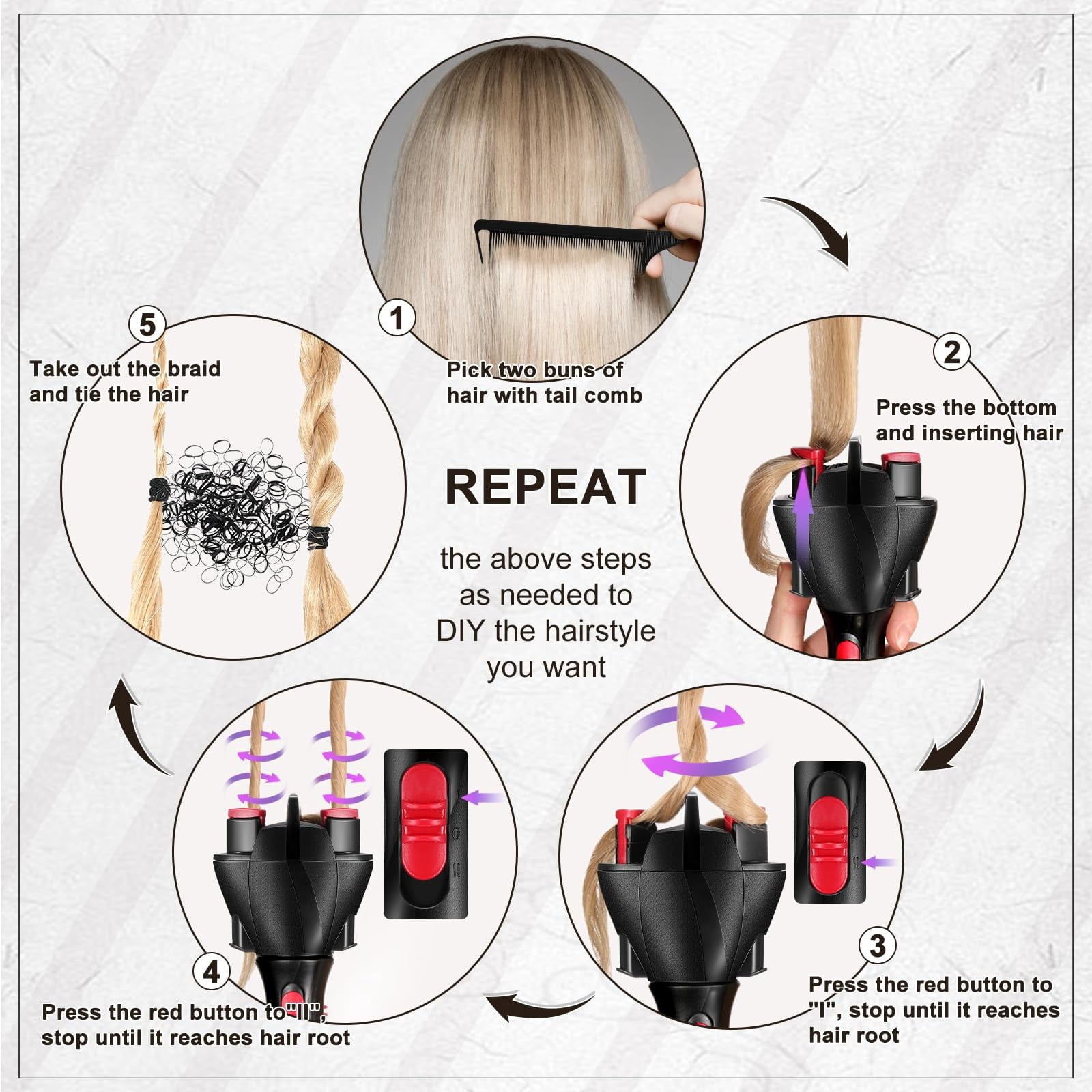 Auto Smart Styling Tools, Electric Quick Twister and Machine, Battery Powered for Tangling Styling - Image 4