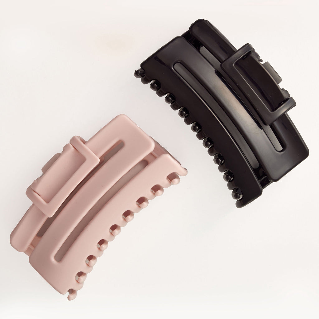 Claw Clips, Black & Pink, No-Slip Grip, All Day Comfort, For All Hair Types, 2 Count - Image 3