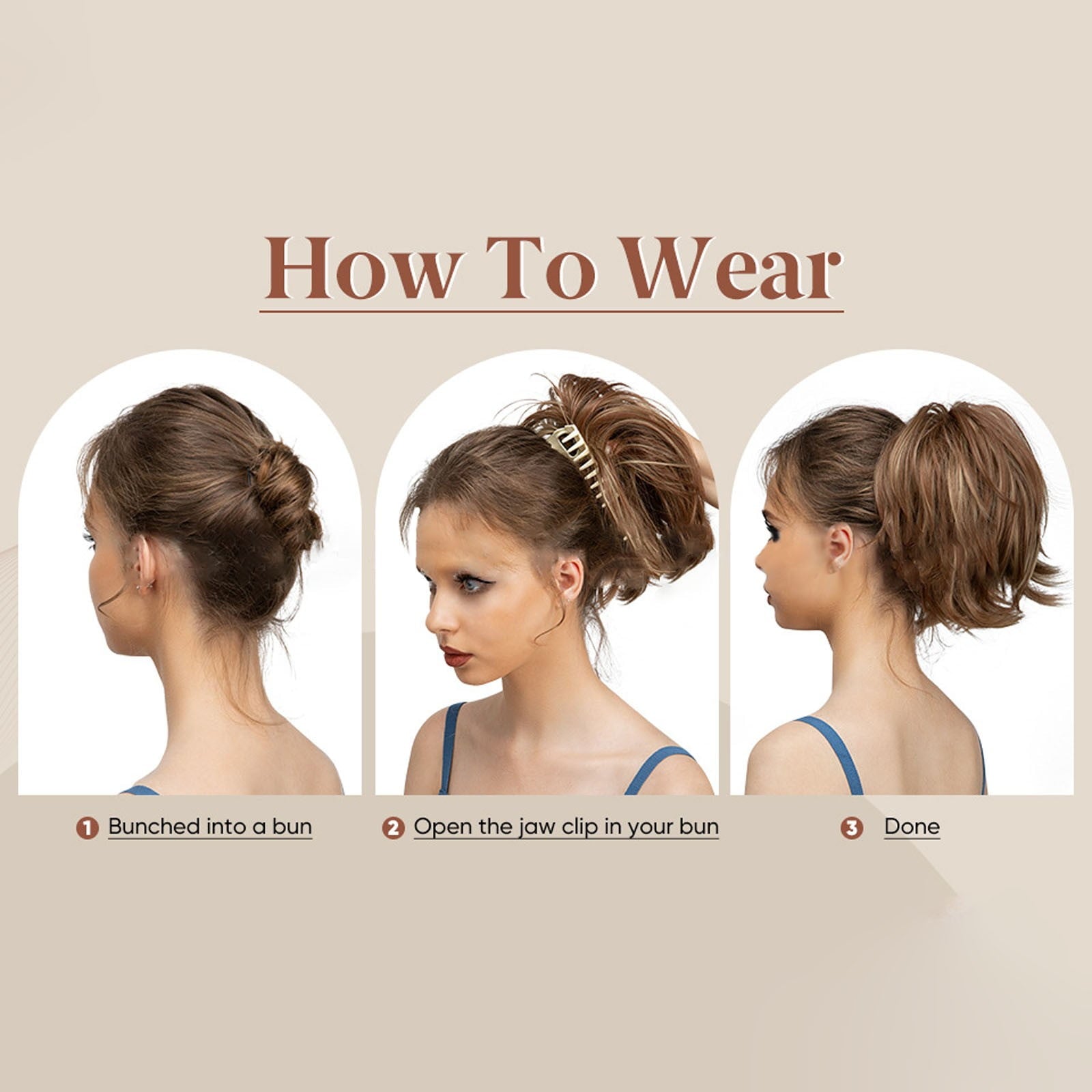 & Extensions Messy Bun Piece with Bendable Metal Wire for Women Straight Bun and Ponytail Extension Human Clip-in Acc... - Image 5