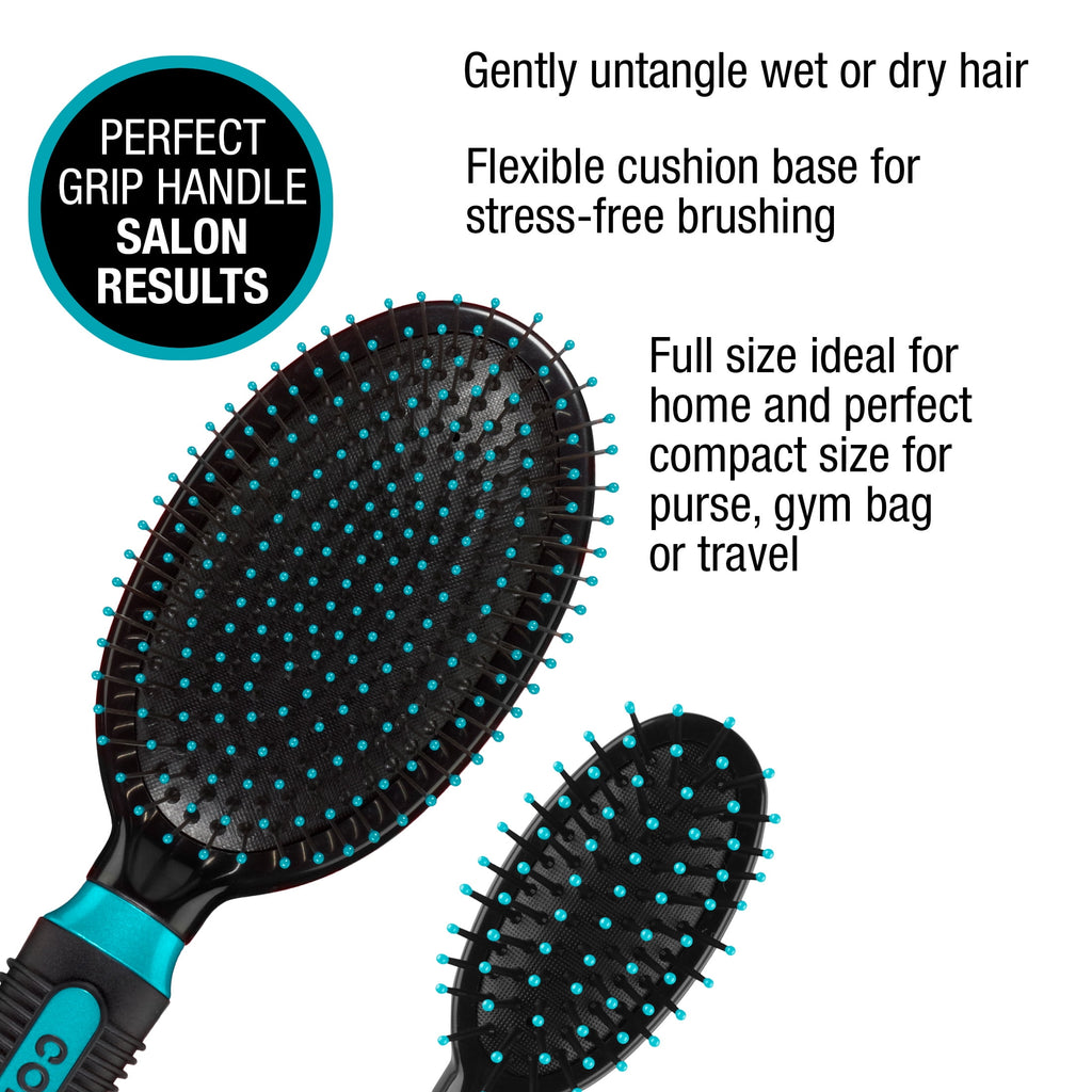 Conair Grip & Glide Travel and Full Size Cushion Hairbrush Set, 2 Pieces - Image 4