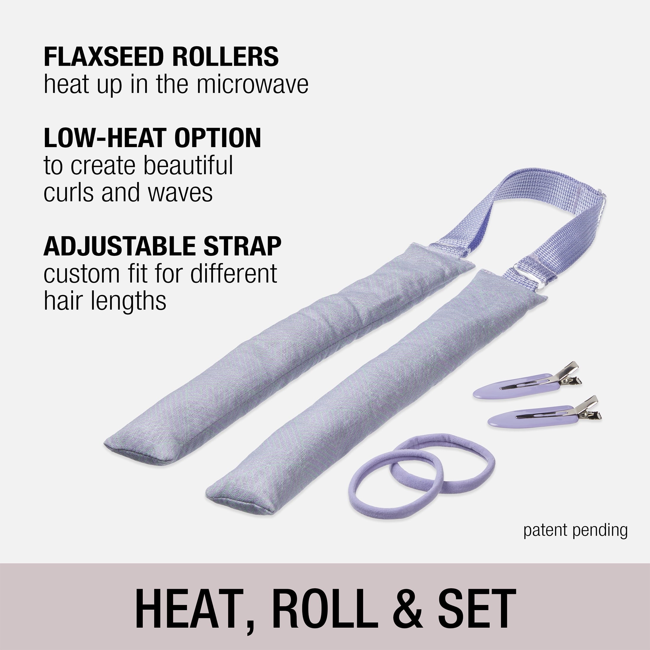 5-Piece Hair Roller Set, XL Rollers with Clips & Ponytailers - Image 2
