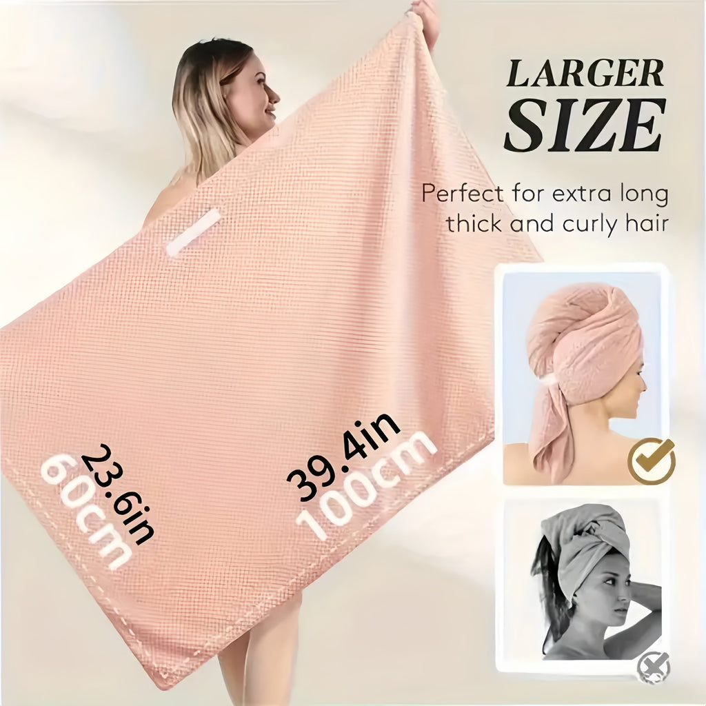 2 Pack Microfiber Hair Towel Wrap for Women, Ultra Absorbent Quick Dry Bath Towels, Anti Frizz Turbans for All Hair T... - Image 2
