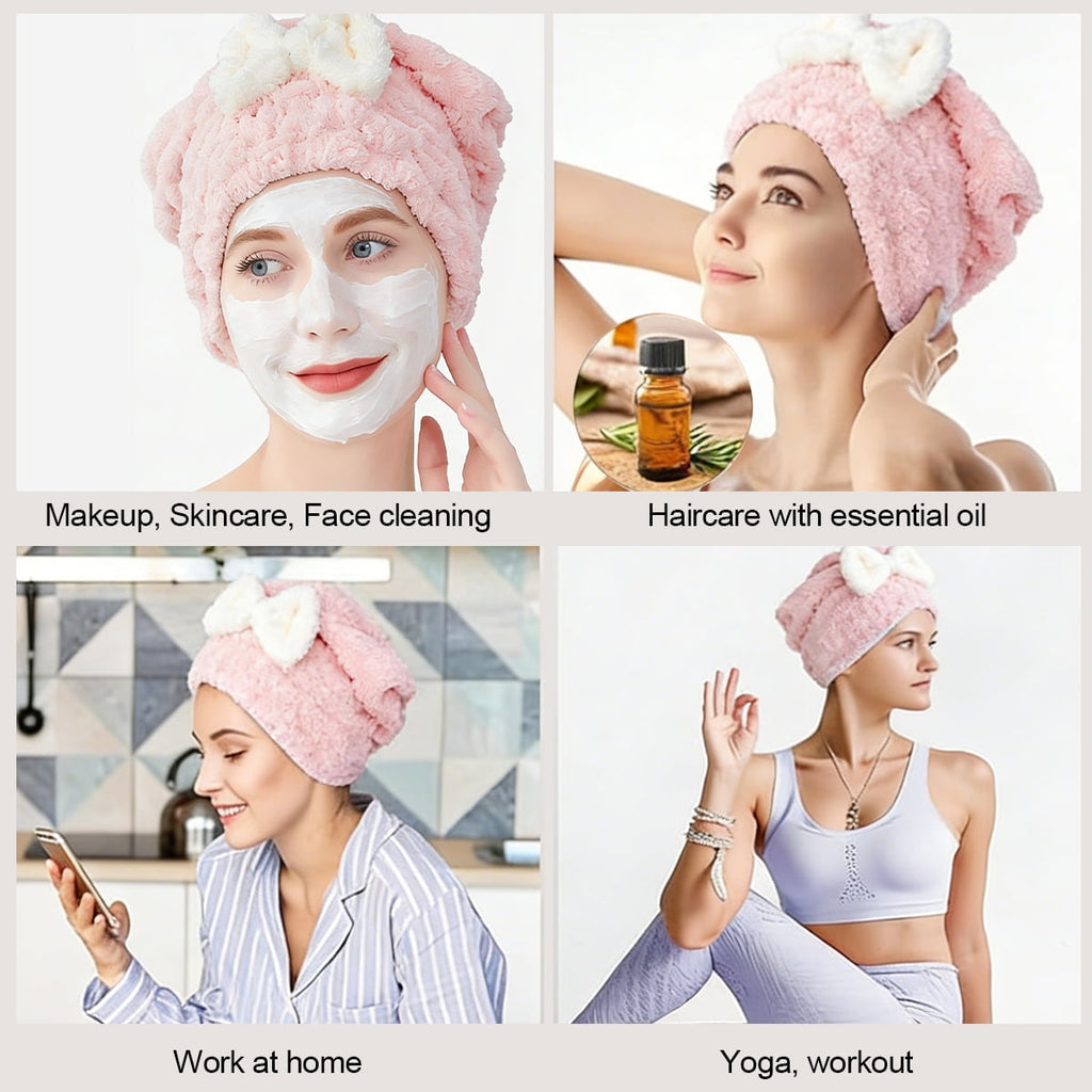 4-Pack Towel Start Makers Quick-Dry Towel Wrap for Women Dryer Cap with Elastic Band for Curly, Long, Thick , Stockin... - Image 6