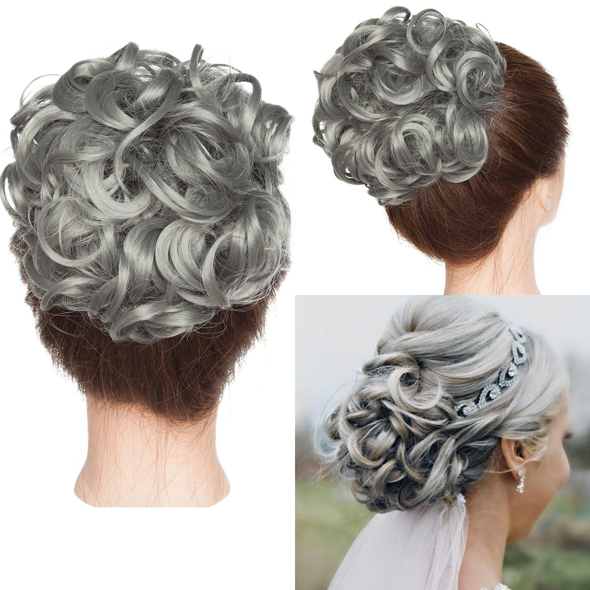 in Messy Bun Hair Piece Wavy Scrunchie Hair Extension Fake Hair Donut Ponytail Comb Stretch Hair Extension for Women ... - Image 3