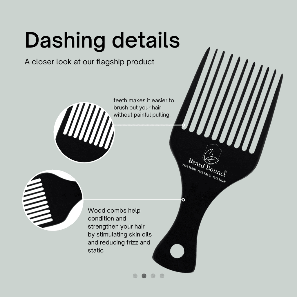 BeardBonnets Wooden Beard Pick + Hair Detangle Comb for Women and Men - Natural Anti Static Natural Wood for Detangling and Styling Wet or D - Image 2