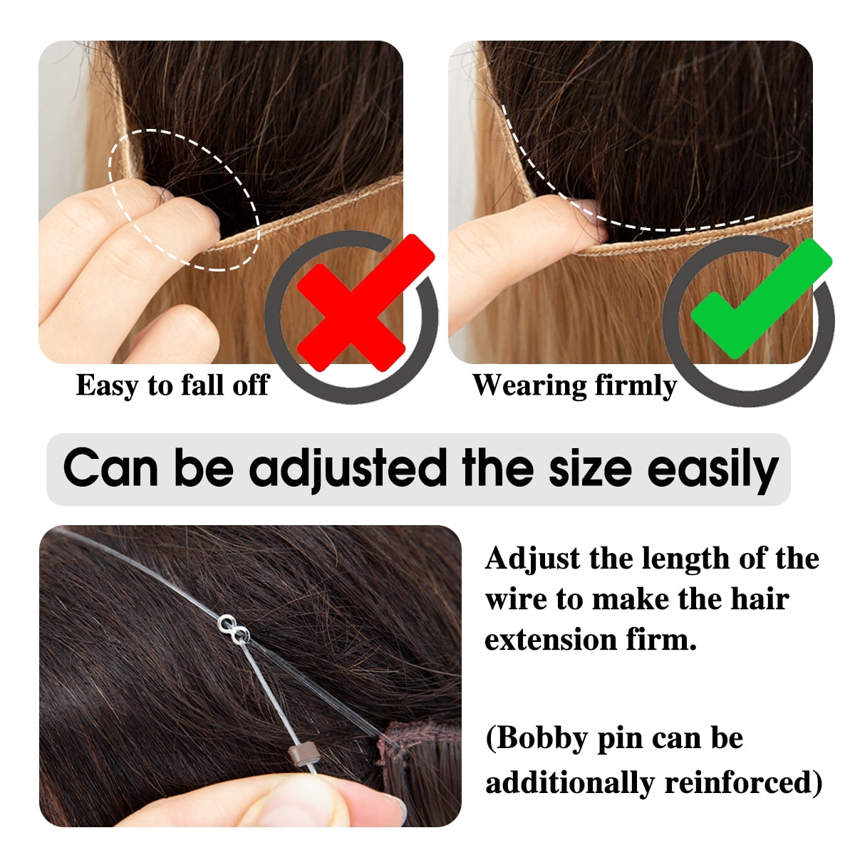 Hair Extensions Wavy Curly Synthetic Long Adjustable Headband Extensions for Women Dark Brown/Golden 18'' - Image 3