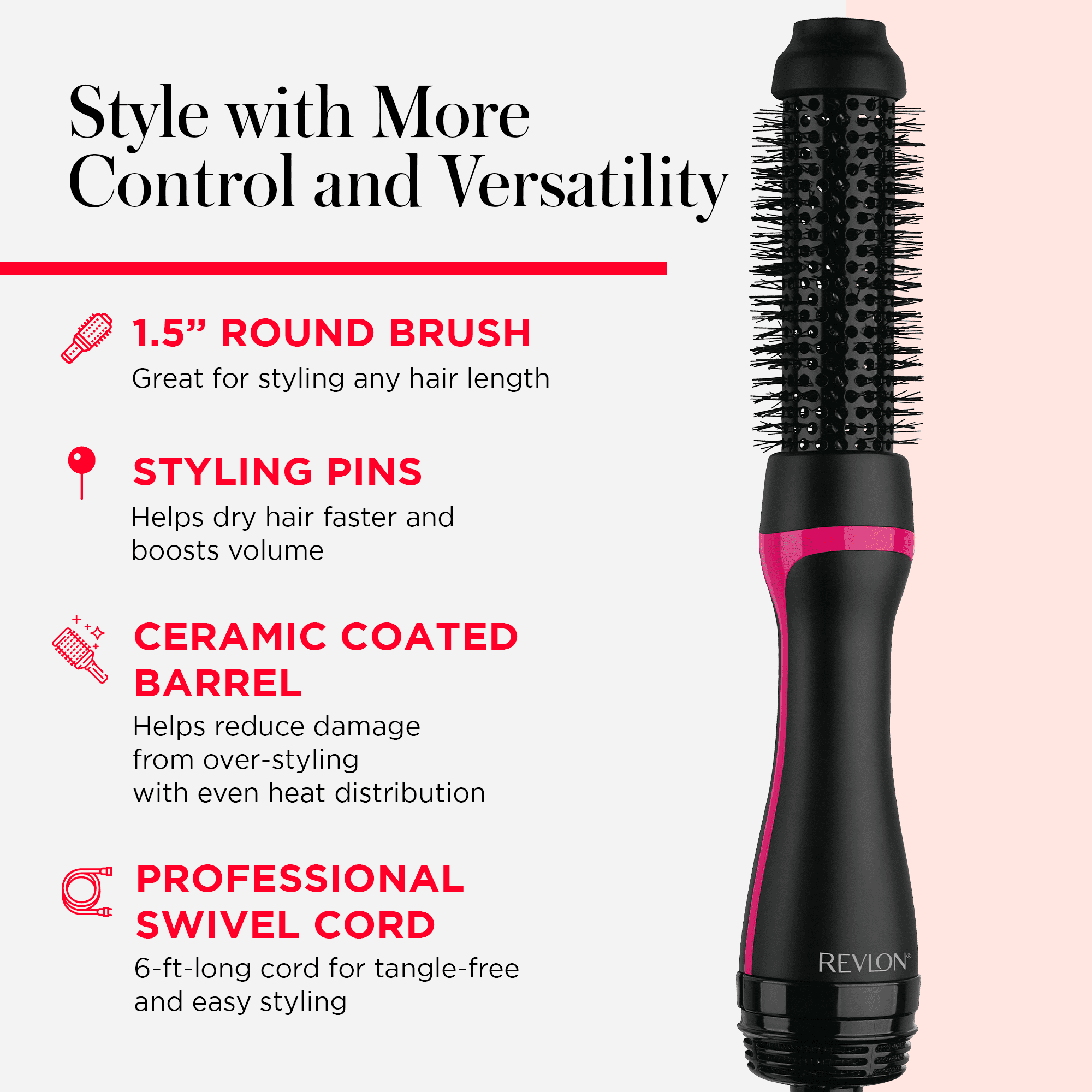 1-1/2" Root Booster Round Hair Dryer, Black - Image 5