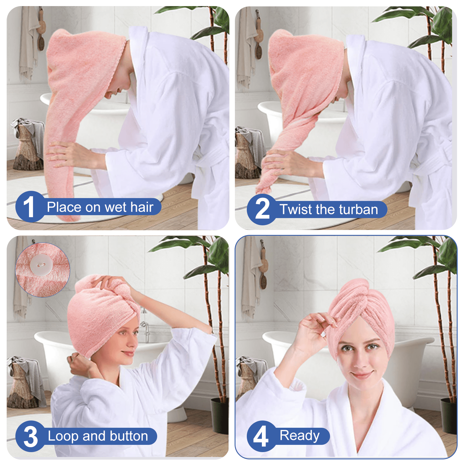 Towel Warp Turban for Women Curly Long Thick 3 Pack - Image 5