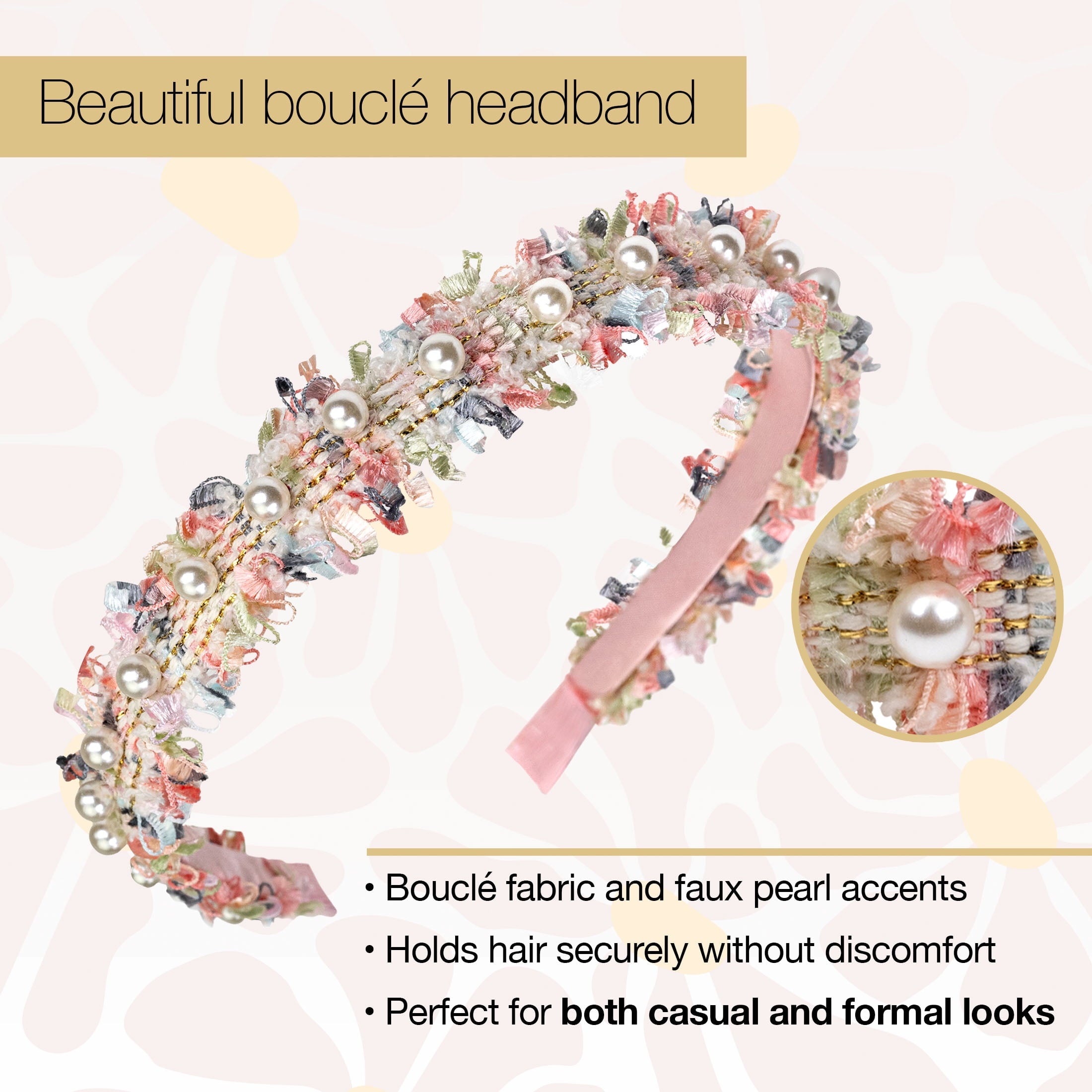 x Anderson Textured Fabric and Faux Pearl Headband, Multicolor, 1 count - Image 4