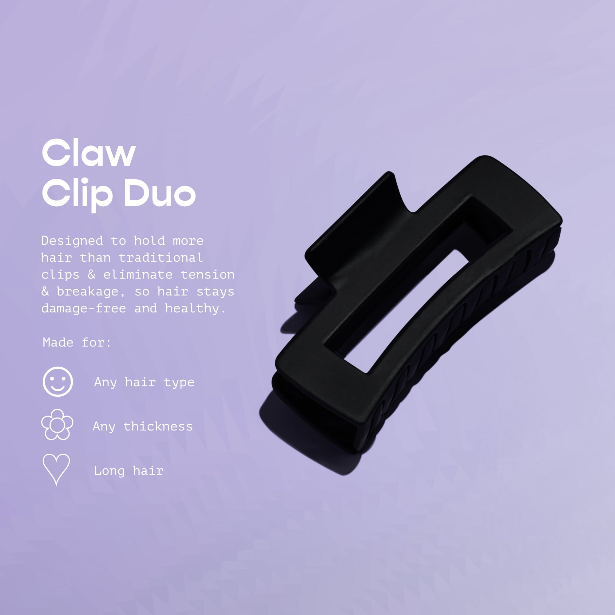 Claw Clip For Thick Hair, Black Tortoise, 2 Count - Image 3