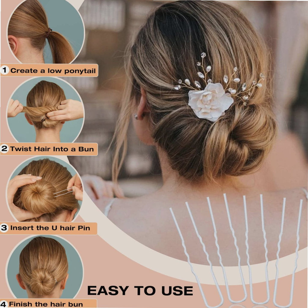 White Bobby Pins, 110 pcs Hair Pins Kit 100pcs White Hair Pins &10pcs White U-shaped Hair Pins with Box Hair Accessor... - Image 3