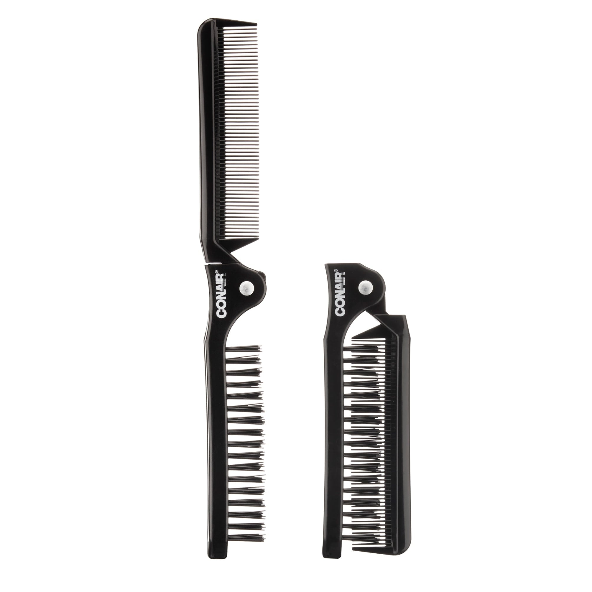Conair Man 2-in-1 Foldable Detangling Brush and Fine Tooth Comb Compact Styler, Black - Image 2