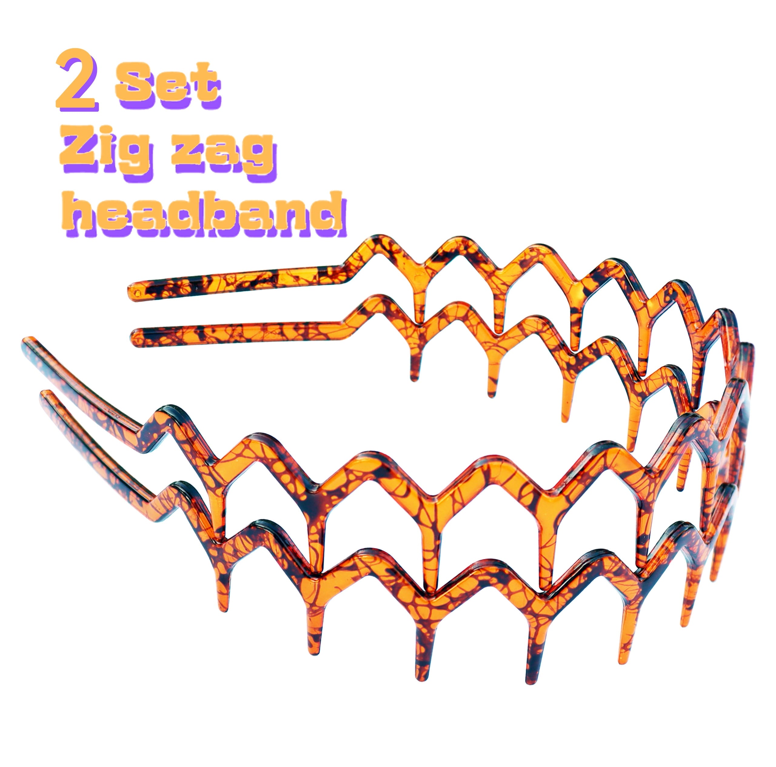 2 Set of Zig Zag Headbands for Women Men, Plastic Sharks Tooth Hair Comb Headband (2 Spray Amber color), Hair Accessories for Women & Men Wa - Image 4