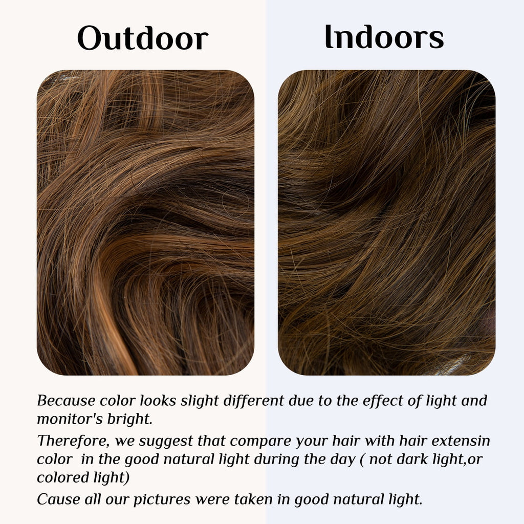 Hair Extensions Wavy Curly Synthetic Long Adjustable Headband Extensions for Women Dark Brown/Golden 18'' - Image 5